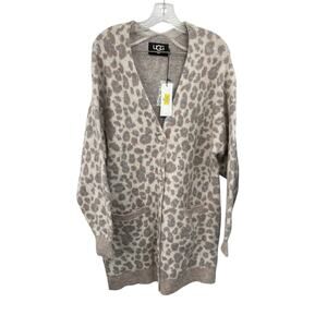 SOLD. UGG Cream and Brown Cardigan Sweater Soft Knit